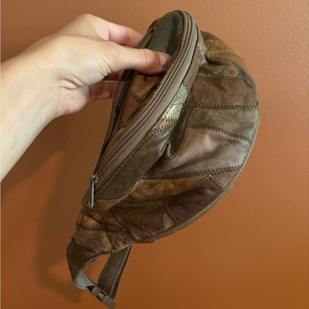 Vtg leather patchwork fanny pack